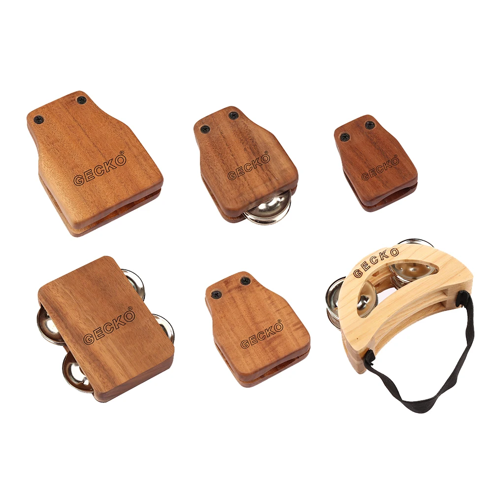 Cajon For Companions Percussion Accessories for Gecko Box Drum with Castanets Bright Silver Tone Bells and Foot Tambourine