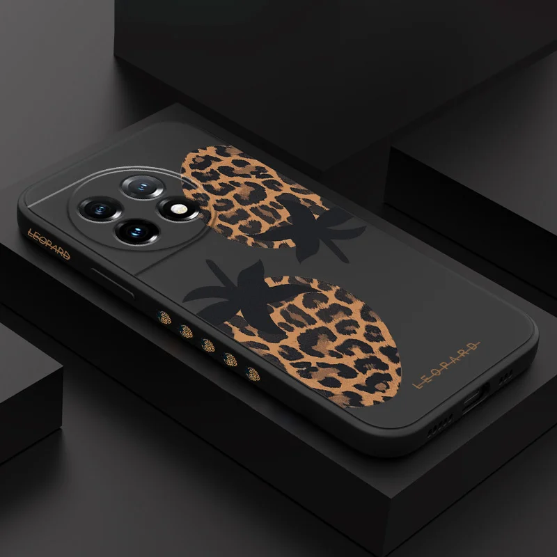 Leopard Print Phone Case For Oneplus 12 12R 11 11R 10 10R 10T 9R 9RT 9 8T 8 7 7T Pro 5G Liquid Silicone Cover