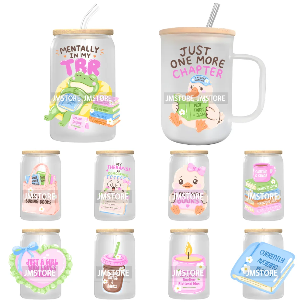 Floal Coquette Sarcastic Book Lover UV DTF Decals Durable Ready To Apply Transfer Stickers DIY Crafts For 16OZ Libbey Glass Can