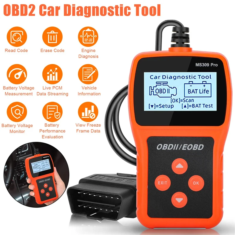 Auto OBD2 Scanner, Car Live Data & Battery Tester OBDII Engine Fault Code Reader Automotive Diagnostic Scan Tool To Check Engine