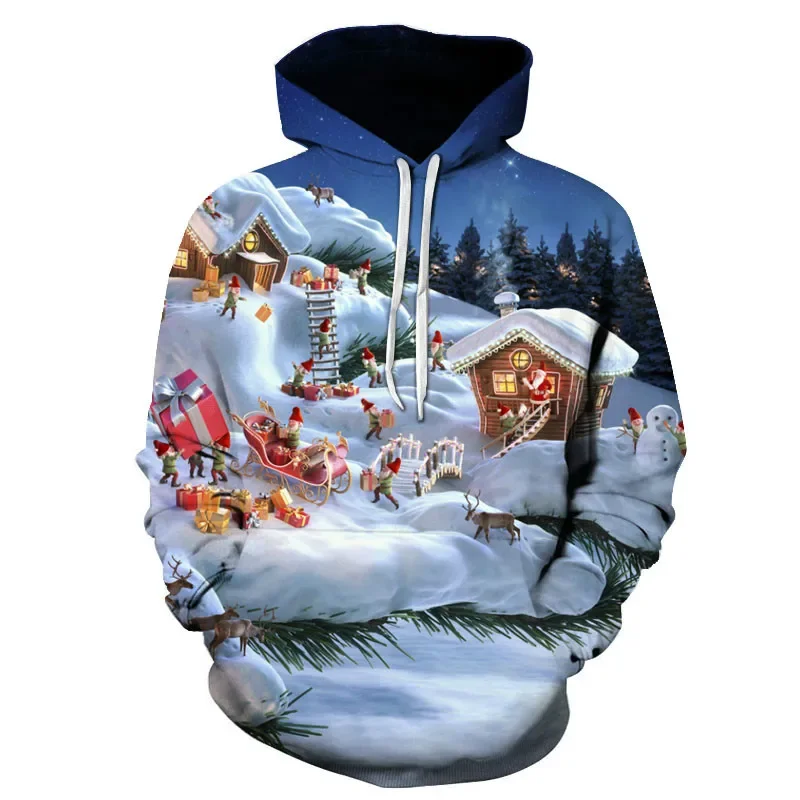 

2025 New 3D Snowman Hoodie, Fun Sweatshirt, Punk Hip-hop Hoodie Oversized Sweatshirt Christmas men/women hooded sweaters