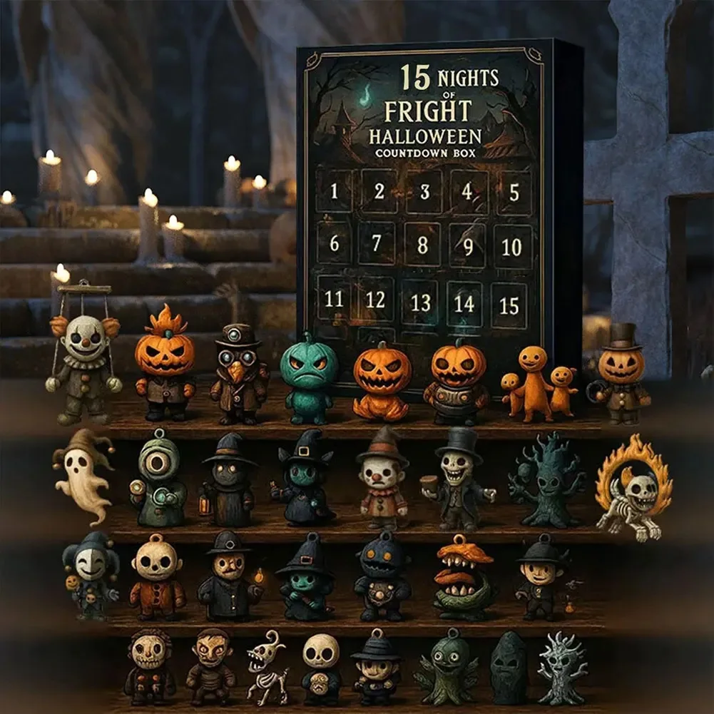 7/15/31 Nights of Fright Halloween Countdown Blind Box with Figurines, Halloween Advent Calendar 2025 Scary Mini Dolls Gift Boxs - Image 3