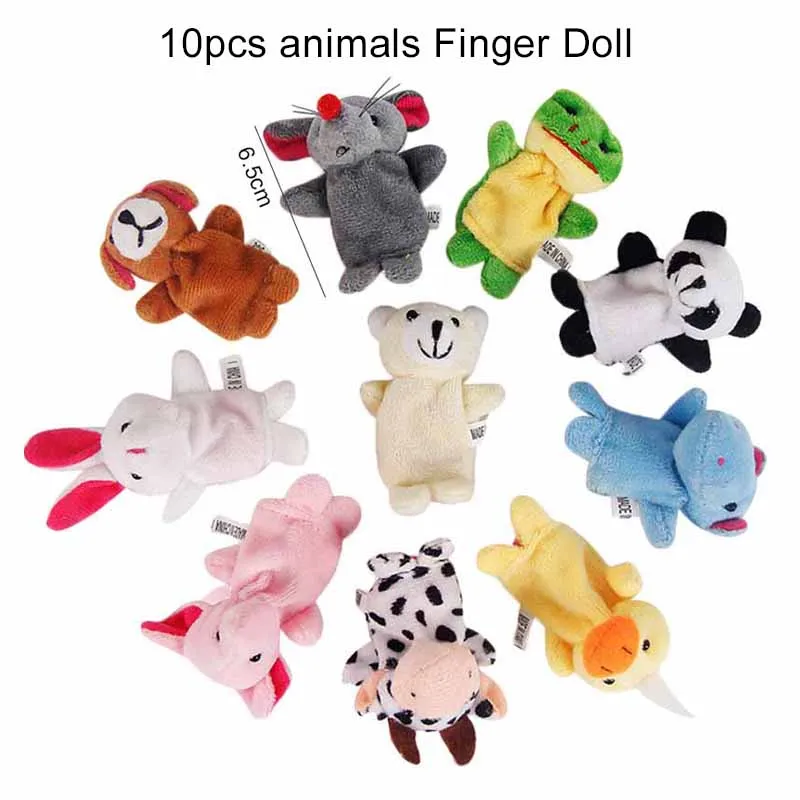 16 Stuks Baby Knuffel Cartoon Dier Familie Vingerpop Rollenspel Educatief Speelgoed Handpop Kinderen Storytelling Props Tmz