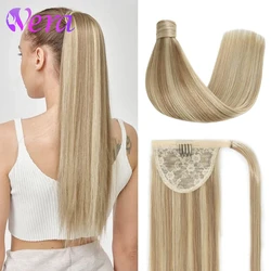 Ponytail Remy Hair Highlight Ash Blonde With Bleach Blonde P8/613 Hair Extensions Honey Blonde Highlight Wrap Around Ponytail