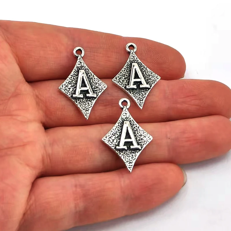 50pcs 2.4cmx1.6cm cute Poker Square J Q K A charms DIY