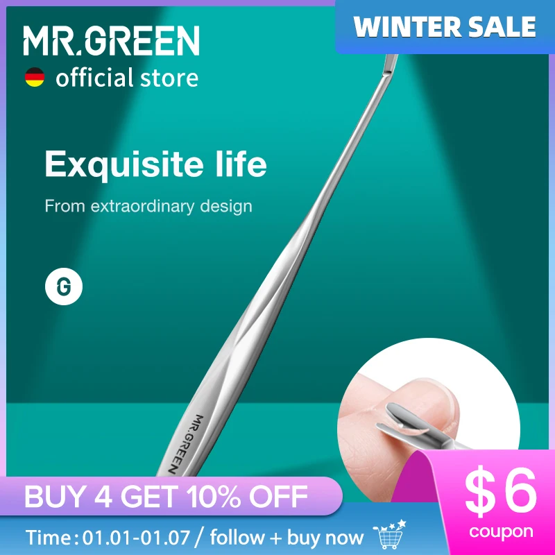 MR.GREEN Spingipelle per rimozione della pelle morta Strumenti per manicure in acciaio inossidabile Trimmer per cuticole professionale Raschietto per pelapatate per smalto