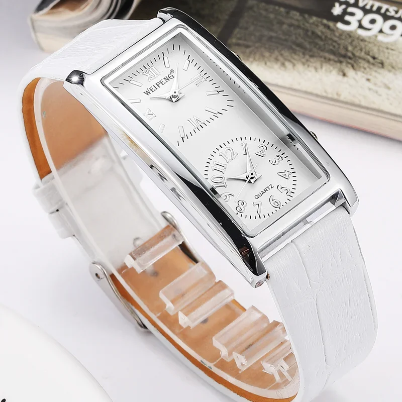 2024 Ladies Casual Watch 2 Dial Time Zone Womens Fashion Wristwatch Elegant Quartz Clock  Leather Strap Relogio Feminino