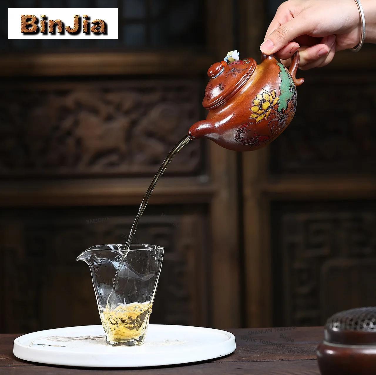 BAEJORIA 340ml High-end Yixing Purple Clay Teapots Handmade Lotus Seed Pot Raw Ore Golden Sand Dragon Bone Mud Kettle Zisha Tea
