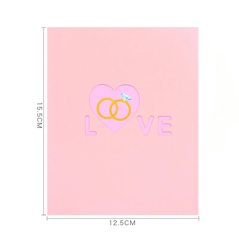 1pcs Diamond Ring 3D Creative Greeting Card Blessings for Wedding Party Card Valentine's Day Message Gift Decoration Small Card