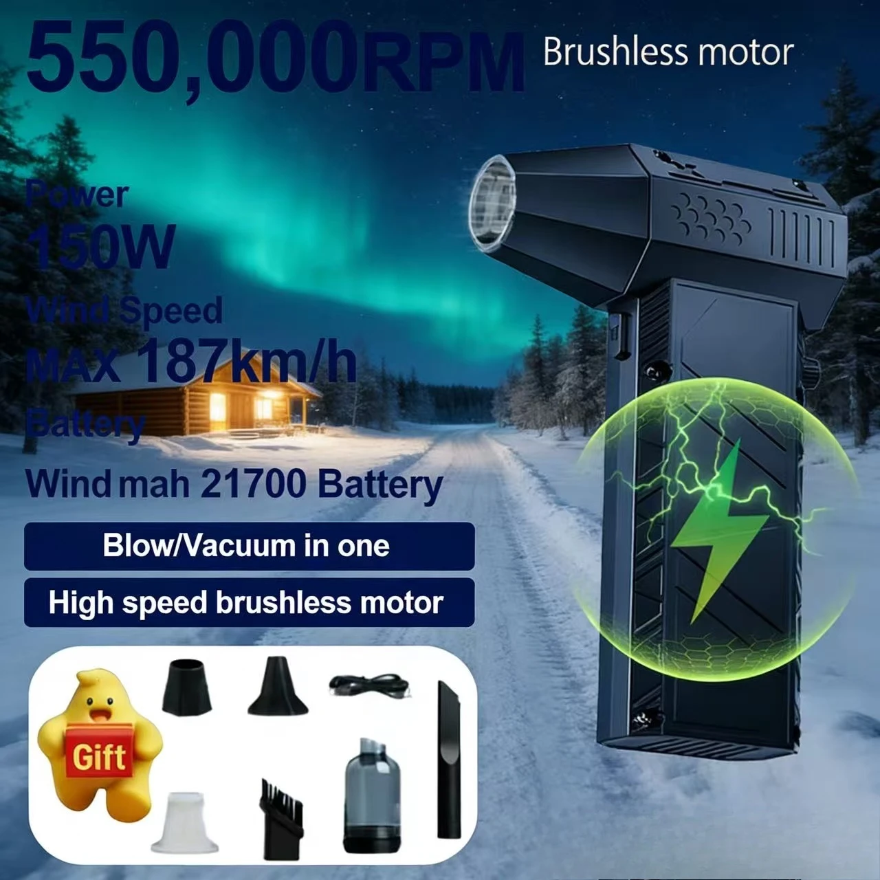 

550000 об/мин X60, мощный и жестокий вентилятор, 150 Вт, высокоскоростной портативный, 6000 мАч, перезаряжаемый, 53 м/с, Typhoon Wind Type-C, зарядный вентилятор для кемпинга