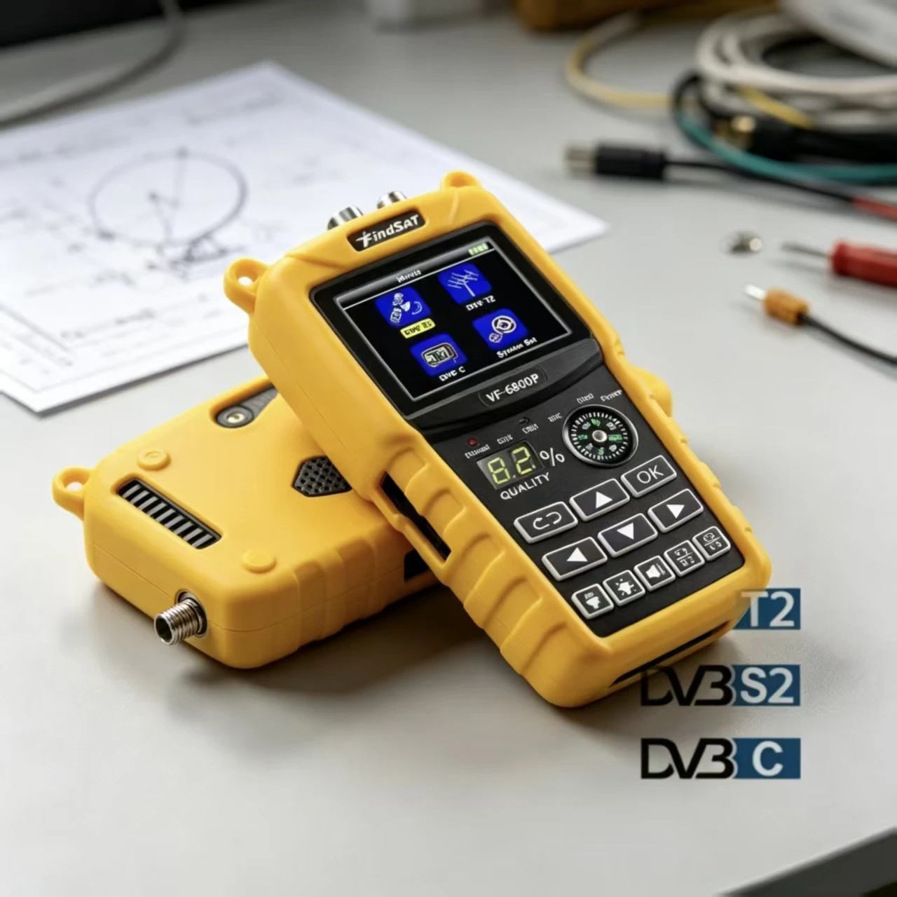 Findsat VF-6800P Digital Combo Sat Finder Meter DVB-S2/DVB-T2/DVB-C Compatible Satellite Signal Finder TV Receiver Tool