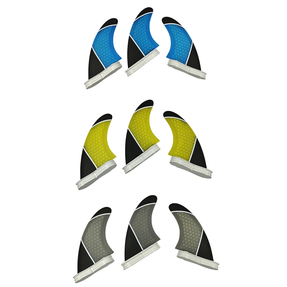 UPSURF FCS 2 Fins PM-M Surf Fins Blue/Yellow/Grey Color Line Fiberglass In Surfing Board 3Pieces Per Set Surfcasting Accessories