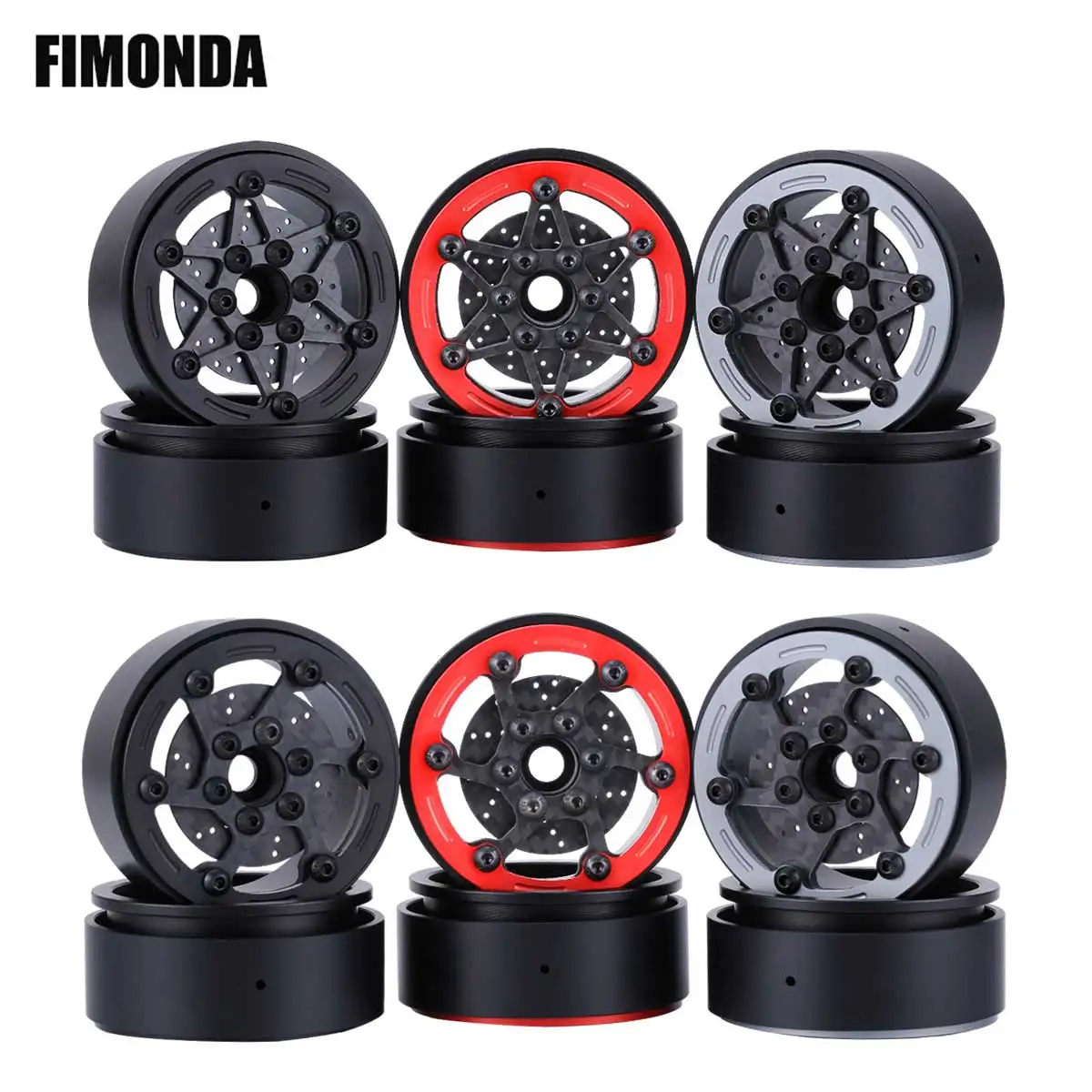 1.9Inch Carbon Fibre Wheel Rim with Brake Rotors for 1/10 RC Crawler Car SCX10 TRX4 Capra VS4-10 RC4WD Cheater Rigs 1.9S LCG DIY