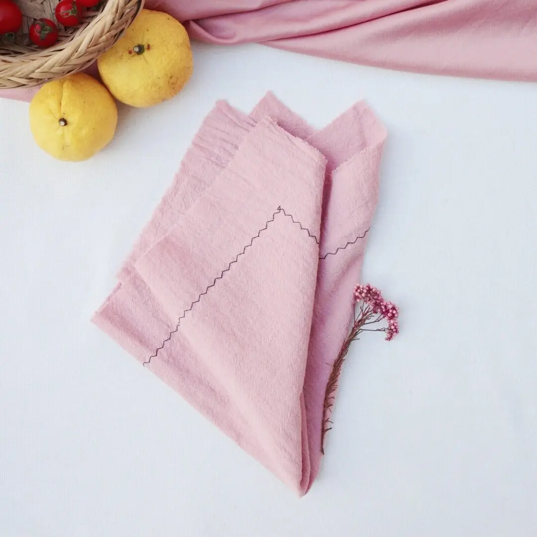 12PCS Cotton Embroidered Napkin Plain Color Rustic Edge Table Cover for Food Photography Tea Towel Vintage Dining Decor