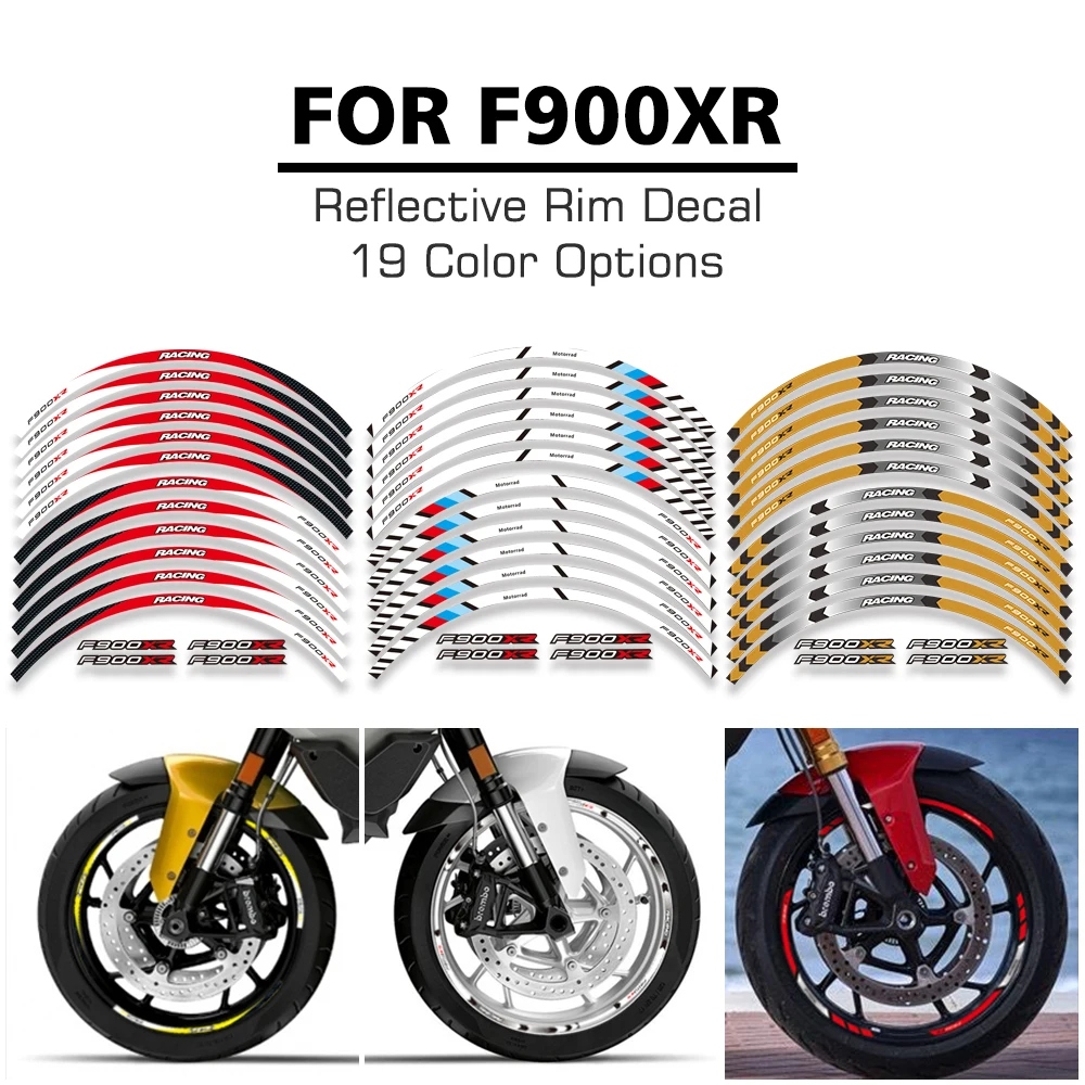 For BMW F900XR F900 XR F 900 XR f900xr Motorcycle Wheels Sticker Rim Tire Reflective Stripe Accessories Waterproof Decals Set