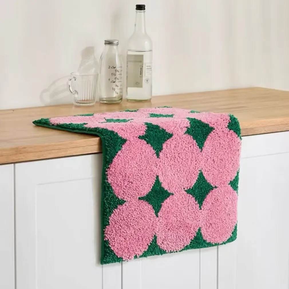 Colorful Tufting Circles Bathroom Mat Soft Tufted Korean Style Bedroom Carpet Anti Slip Floor Pad Rug Bathmat Home Room Decor