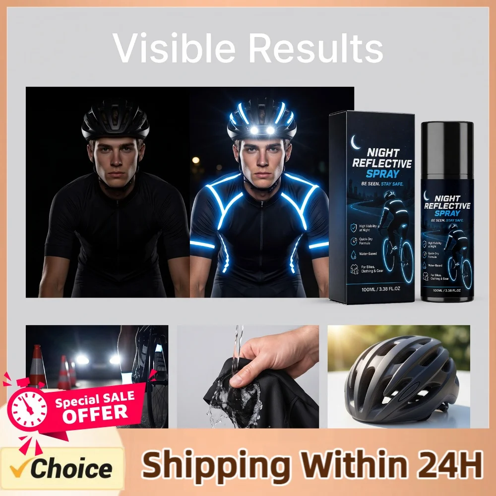 Night Visibility Reflective Spray Paint 100ml Clear Cycling Running Walking Road Safety Weatherproof Coating