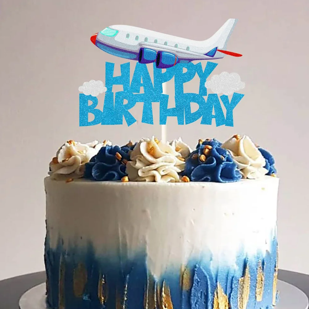 Aircraft Birthday Decor Airplane Happy Birthday Cake Topper Airplane Pilot Party Decoration Kids Plane Theme Party Baby Shower