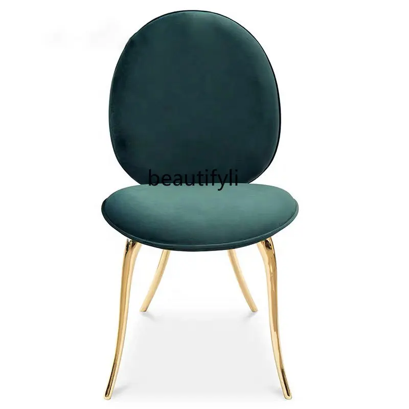 

Minimalist Dining Chair Light Luxury Modern Designer Metal Living Room Conference Chair Small Apartment Backrest Cosmetic Chair