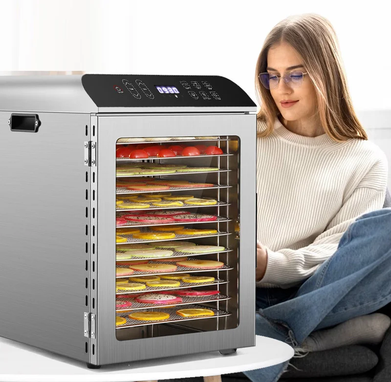 New 12 Layers Food Dehydrator Dryer 800W 110V 220V Smart Vegetables Fruit Drying Machine Timing Function Kitchen Appliance