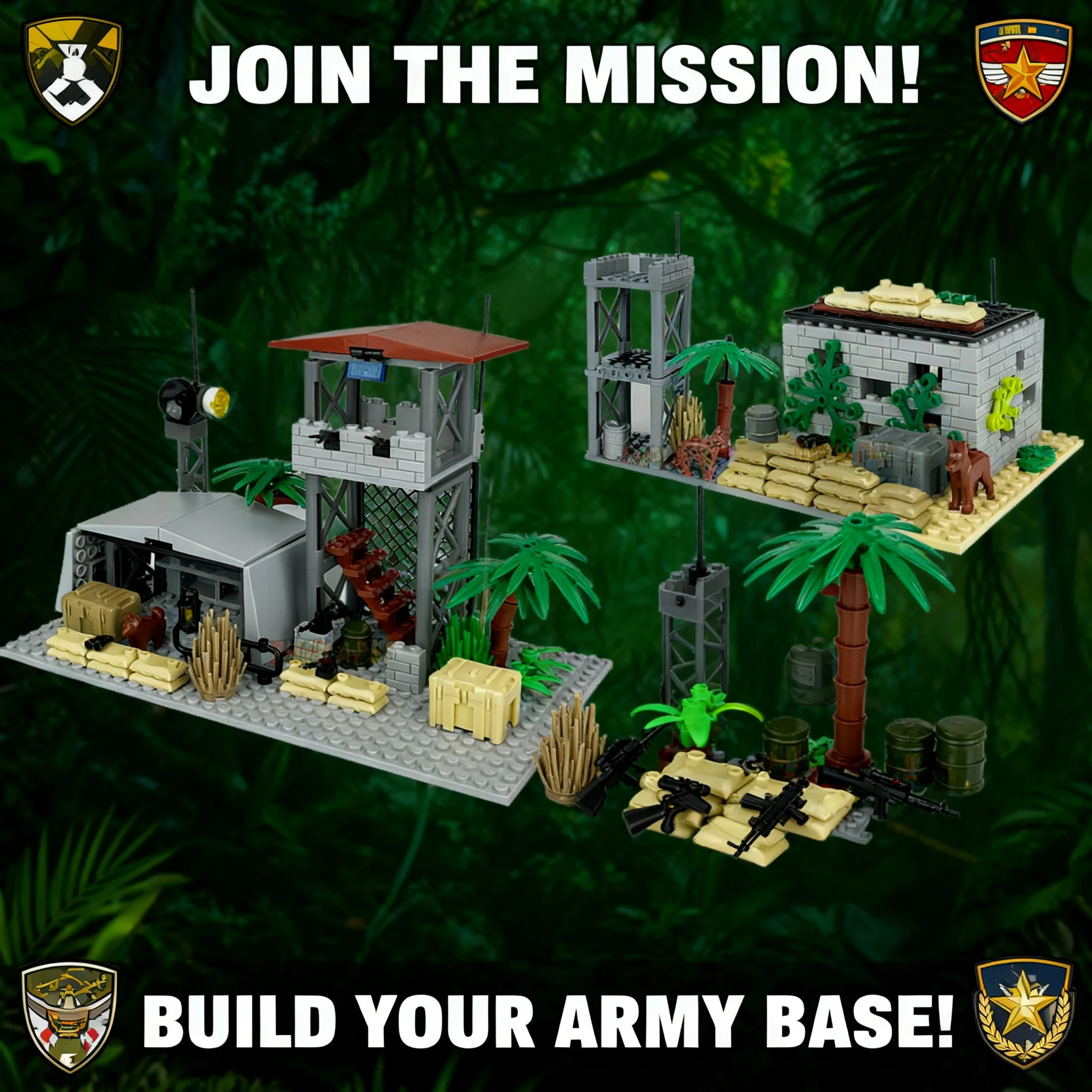 Militarys Scene Defense Watchtowers Command Posts Signal Towers Police Wire Mesh Stands Bases Building Blocks Bricks Model Sets