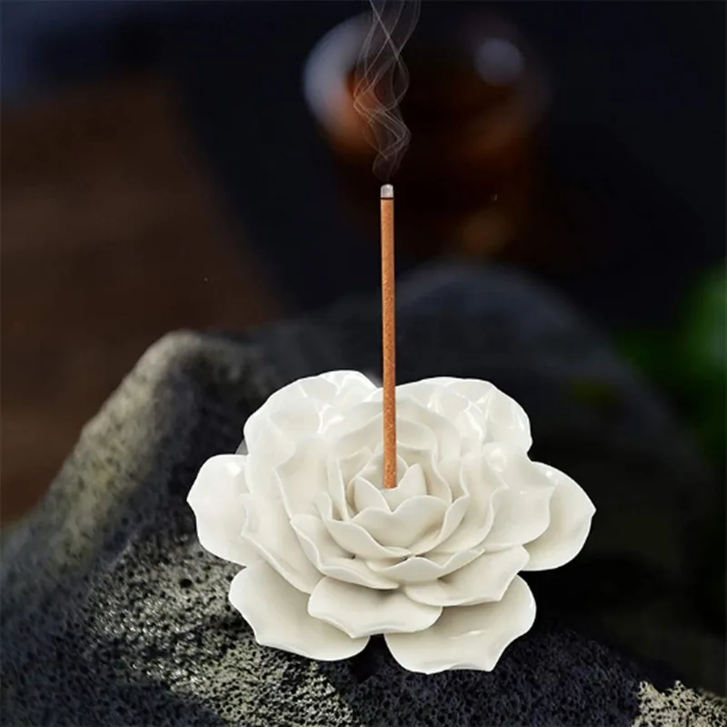 Handmade Ceramics Incense Burners Small Lotus Censers Sandalwood Sticks Incense Holders Zen Desk Home Decor Ornaments