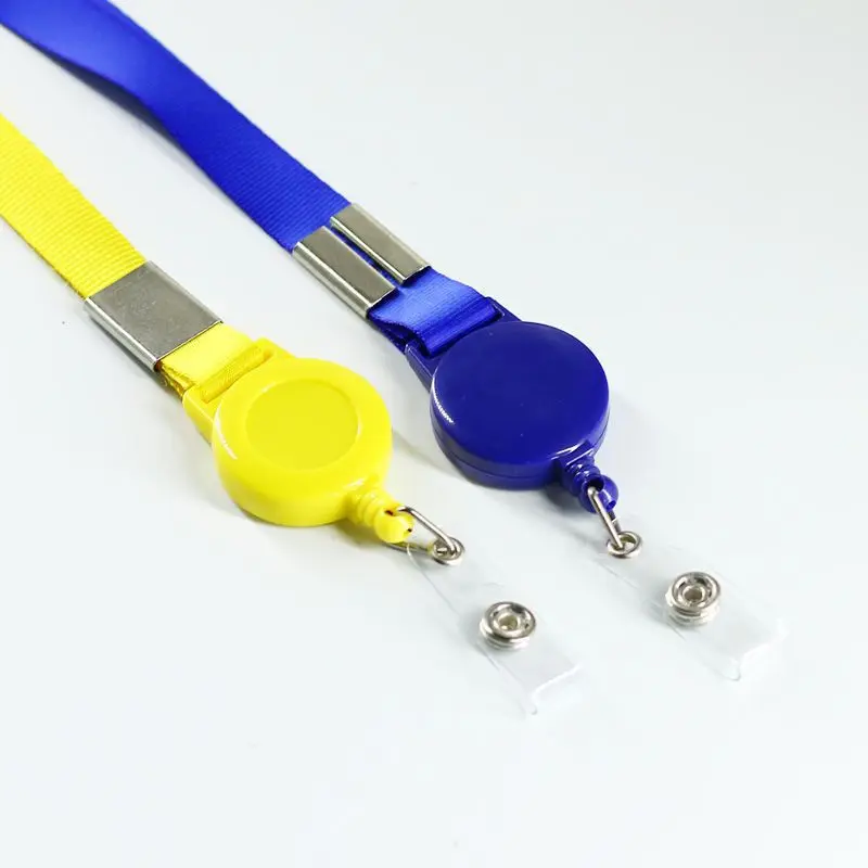 Retractable Lanyard with Badge Reel Neck Strap for ID Card Cellphone Hanging Key Employee's Staff Work Card Rope Strap Fold 46cm