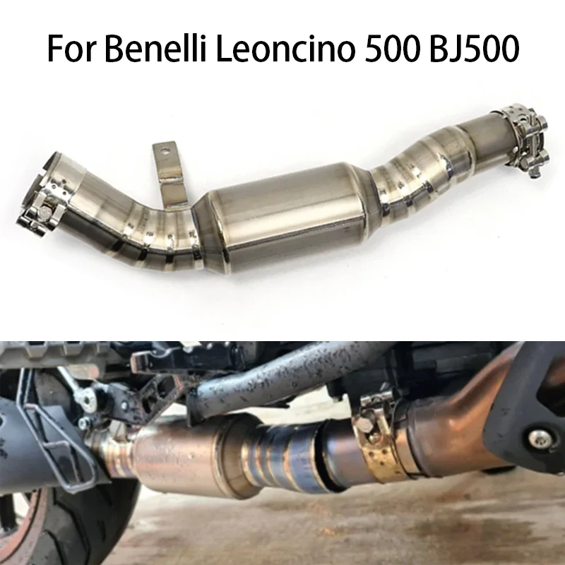 

For Benelli Leoncino 500 BJ500 Motorcycle Exhaust Middle Mid Link Pipe Connect Tube With Catalyst Delete Slip On Muffler Tube