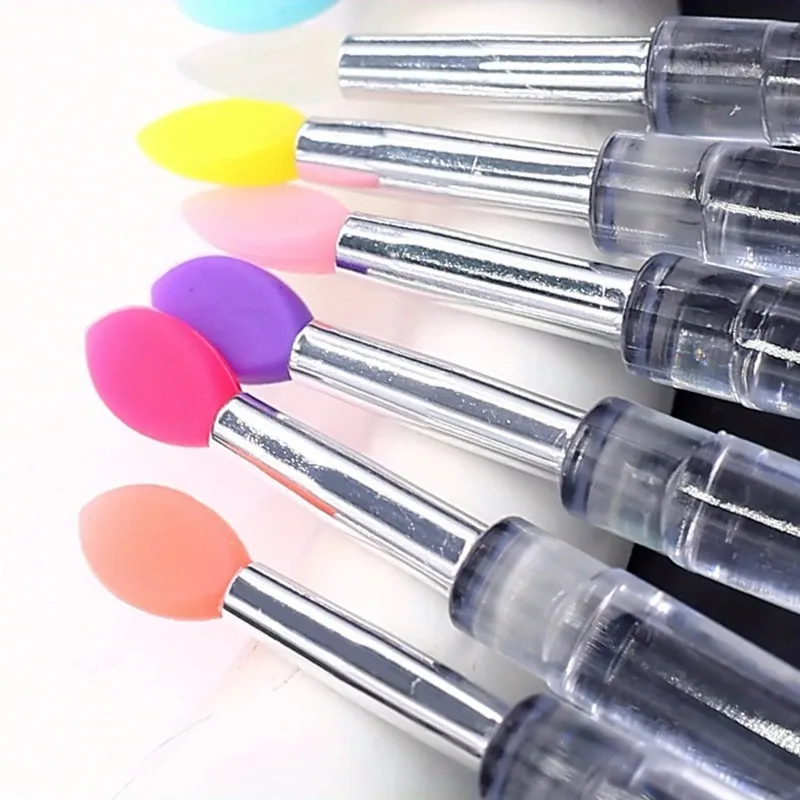 5pcs Multifunctional Nail Art Transparent Silicone Brush, Nail art Silicone Stick, Mirror Glitter Powder Chro Pigment Applicat