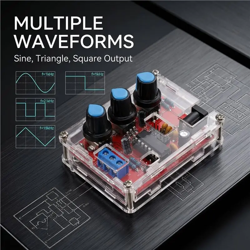 SHGO-High Precision XR2206 Function Generator 1Hz-1Mhz Adjustable Sine Square Triangle Wave Signal Output With Enclosure Shell