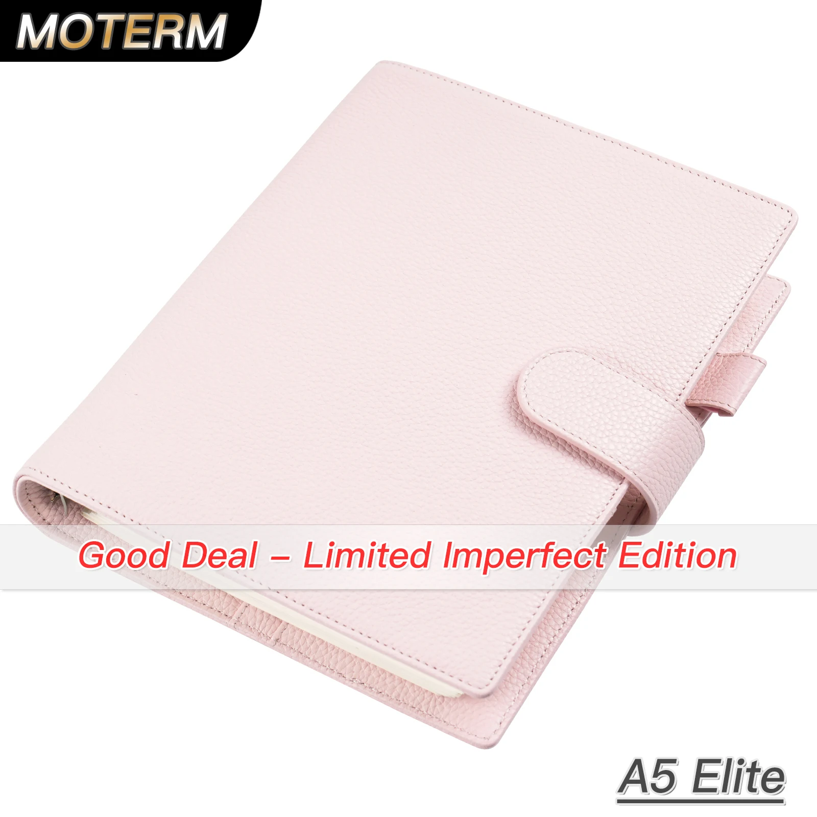 

Limited Imperfect Moterm A5 Size Elite Rings Planner Cover with 25 mm Rings Pebbled Grain Leather Binder Notebook Diary