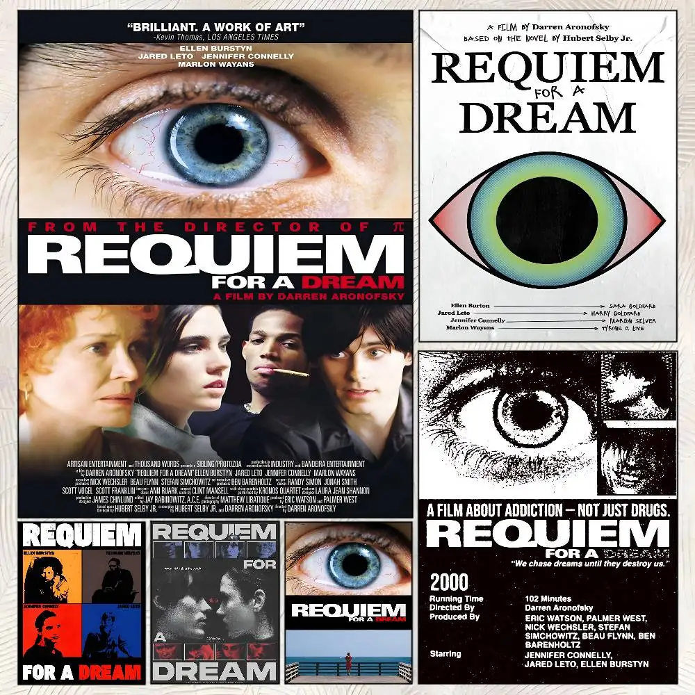Horror Movies R-Requiem For A D-Dream Poster Self-adhesive Art Room Entrance Restaurant Wall Decor Art Painting