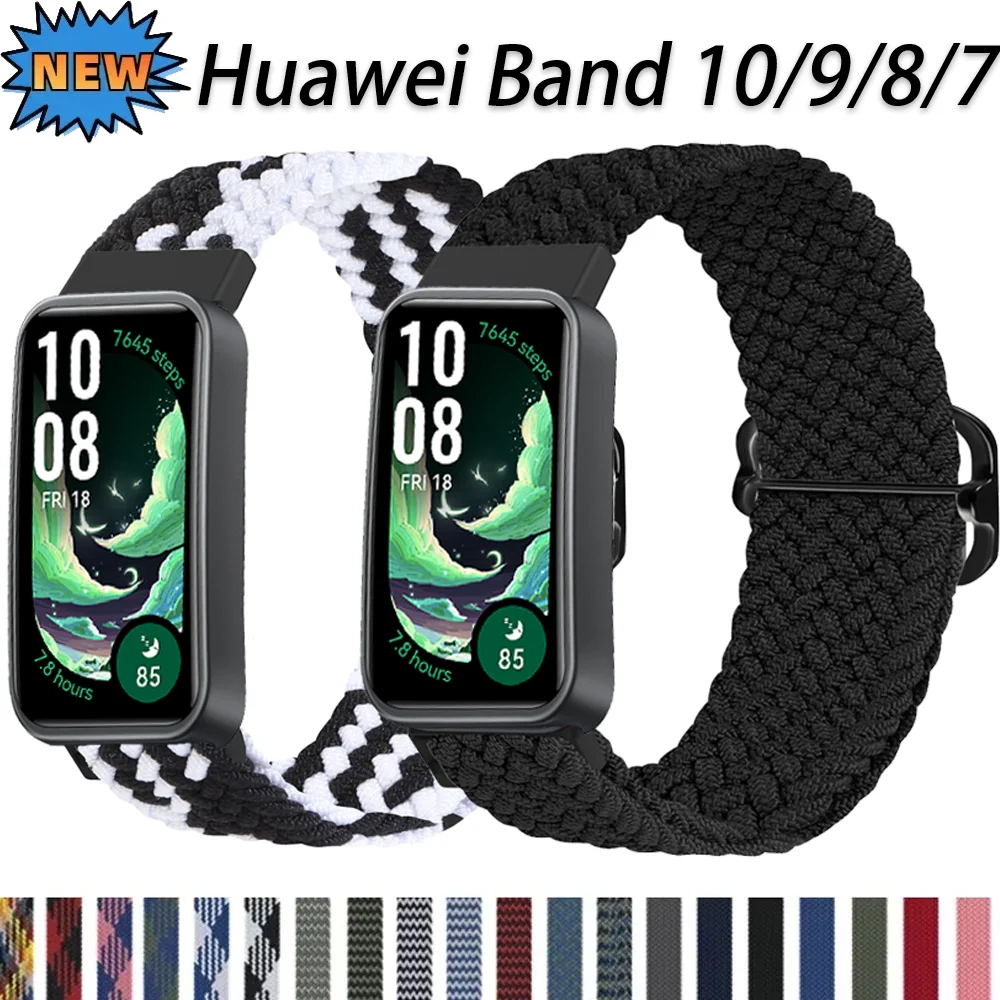النايلون مطاطا حلقة الفرقة لهواوي الفرقة 10/9/8 قابل للتعديل مضفر لينة سوار معصمه Correa هواوي الفرقة 7 اكسسوارات حزام