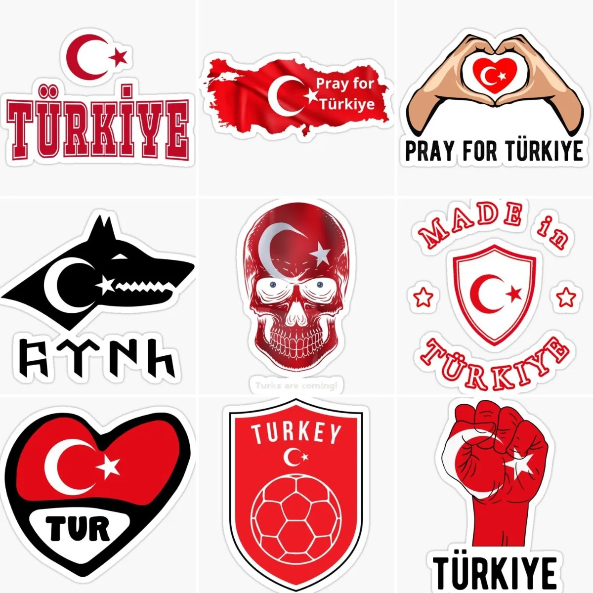 

Türkiye Flag Map National Emblem Wolf Skull Creative Stickers Laptop Window Wall Rooms Camper Van Bicycle Moto Car Truck Decal