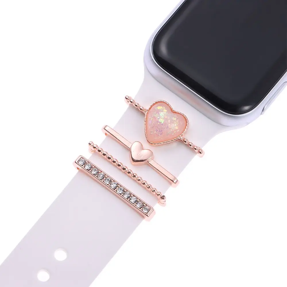 Smart Watch Strap Trim Rings, 4-Piece Metal Decorative Charm Set description 5