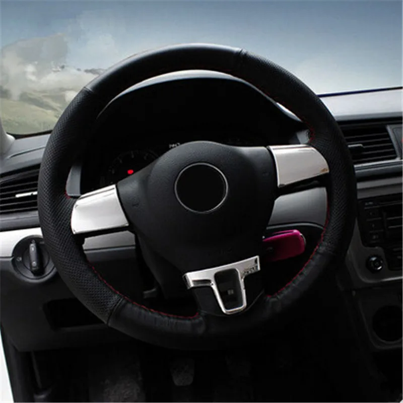 car styling Steering Wheel Decoration cover sticker For Volkswagen Tiguan Passta Touran Lavida Amarok Multivan car accessories