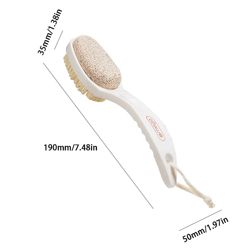 2 In 1 Pumice Stone Foot Brush Scrubber With Handle Feet Exfoliating Dead Skin Remover Massage Brush Pedicure Tool Unisex