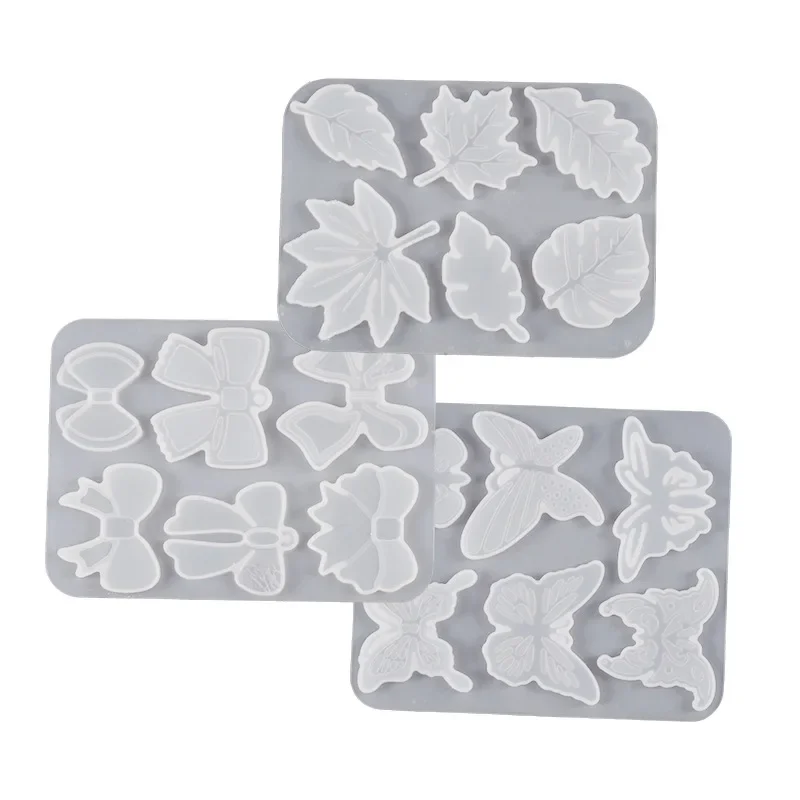 Leaf Pendant Silicone Mold DIY Crystal Epoxy Resin Hairpin Handmade Mold Mirror Flower Bow Knot Earrings Mould