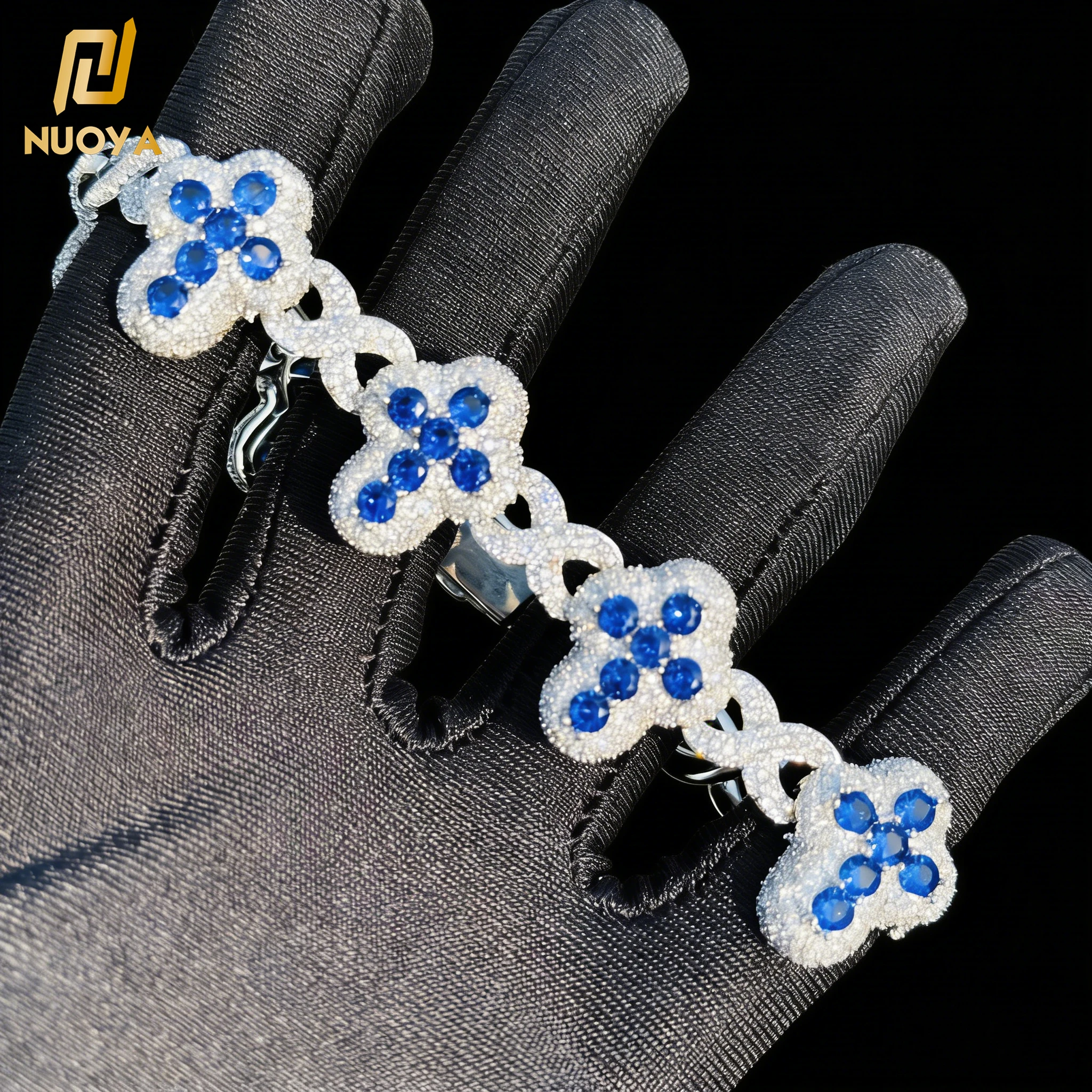 

Alinoya Iced Out Bracelet 20mm Infinity Cross Hip Hop Jewelry for Men Women, White Blue Cubic Zirconia Chain Bling Party Gift