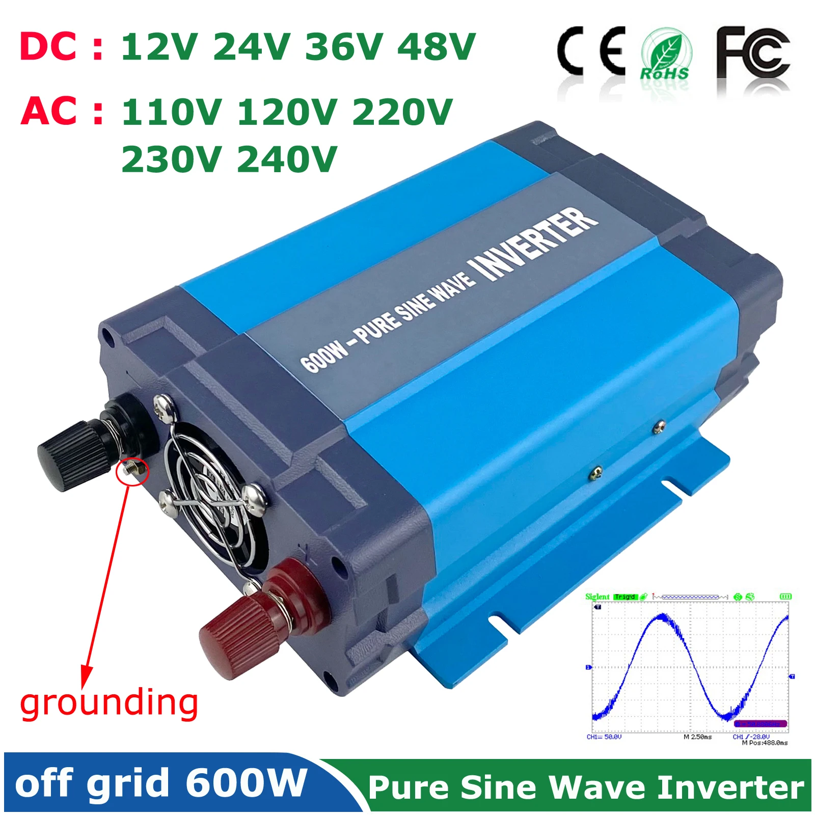 

600W off grid inverter 24V 48V 36V DC to 110V 120V 220V 230V 240V AC Output solar wind inverter 500W 100% Pure Sine Wave Output