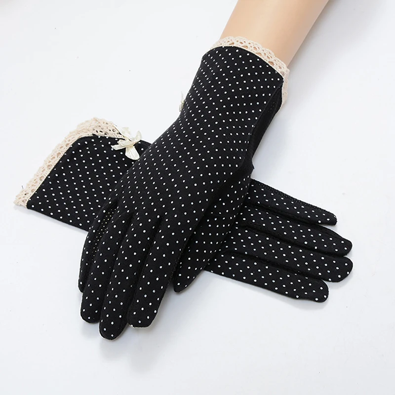 Women Sun Protection Non-slip Ski Glove Dot Printed Slip-resistant Sunscreen Gloves Fashion Summer/Autumn Women's Driving Gloves