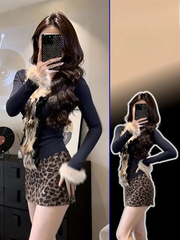 

Вязаный топ больших размеров с V-образным вырезом, утягивающий талию, в стиле колор-блок, модный, с длинными рукавами, миди, повседневный, для женщин больших размеров