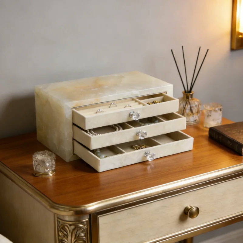 Marble Necklace Collection Box Drawer jewelry Organizer Case Creativity Bracelet Storage Boxes Luxury Gift Ring Organizers Cases