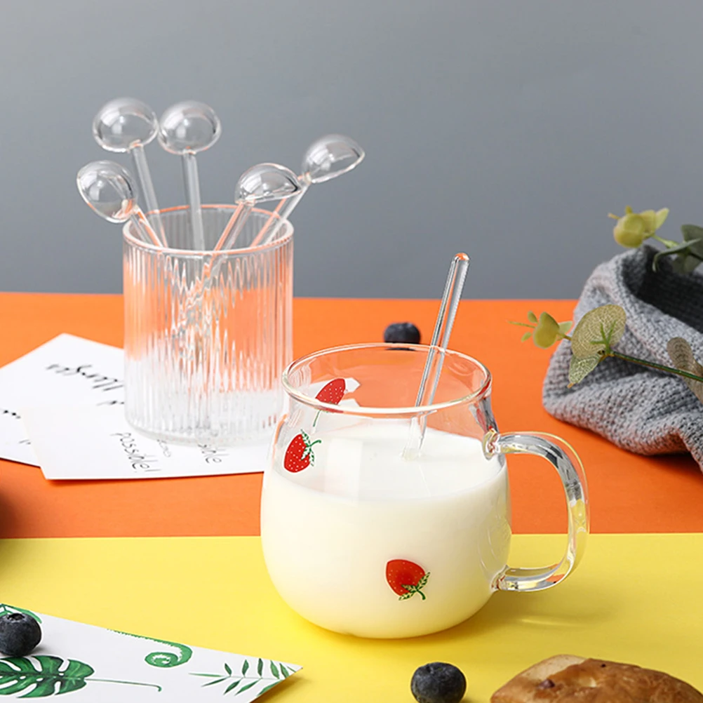 

6Pcs Clear Glass Coffee Spoons Durable Wear-Resistant Ergonomic Dessert Spoons for Home Party Glass Coffee Cup Spoon