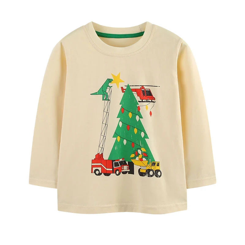

Dinosaurs Christmas Trees Boys Kids Blouses 2-7T Children's Long Sleeve Tshirts For Autumn Winter Boys Clothes Toddler Tops