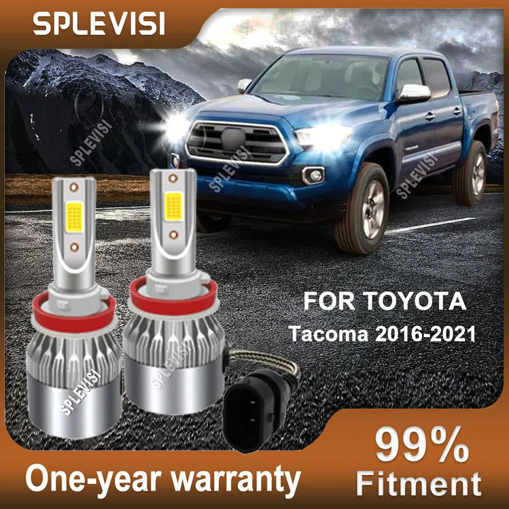 

2x Pickup LED Headlight High/Low Beam Bulbs Kit 6000K White For Toyota Tacoma 2016-2021 2017 2018 2019 2020 H8 H9 light Bulbs