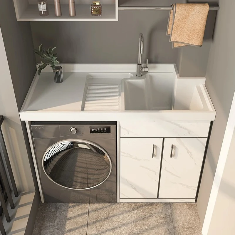 Balkon RVS Wasgarderobe Combinatie Eenvoudige Moderne Wasmachinekast Metgezel