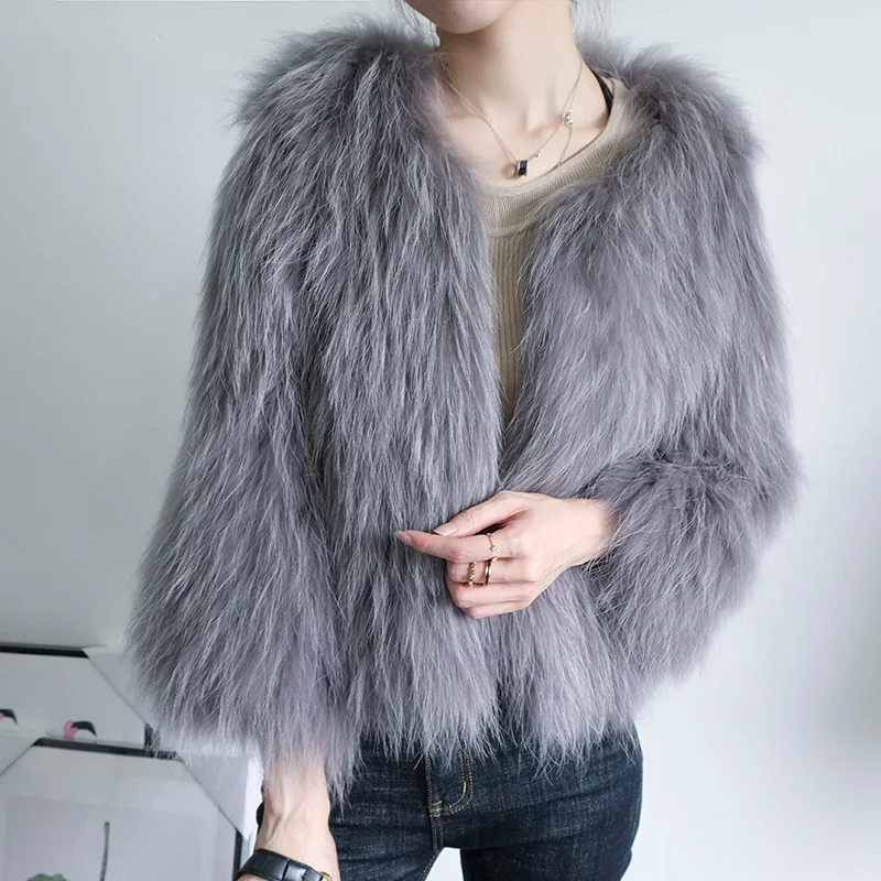 new braid hair raccoon fur coat female short paragraph nine-point sleeves slim slim Korean version of  winter