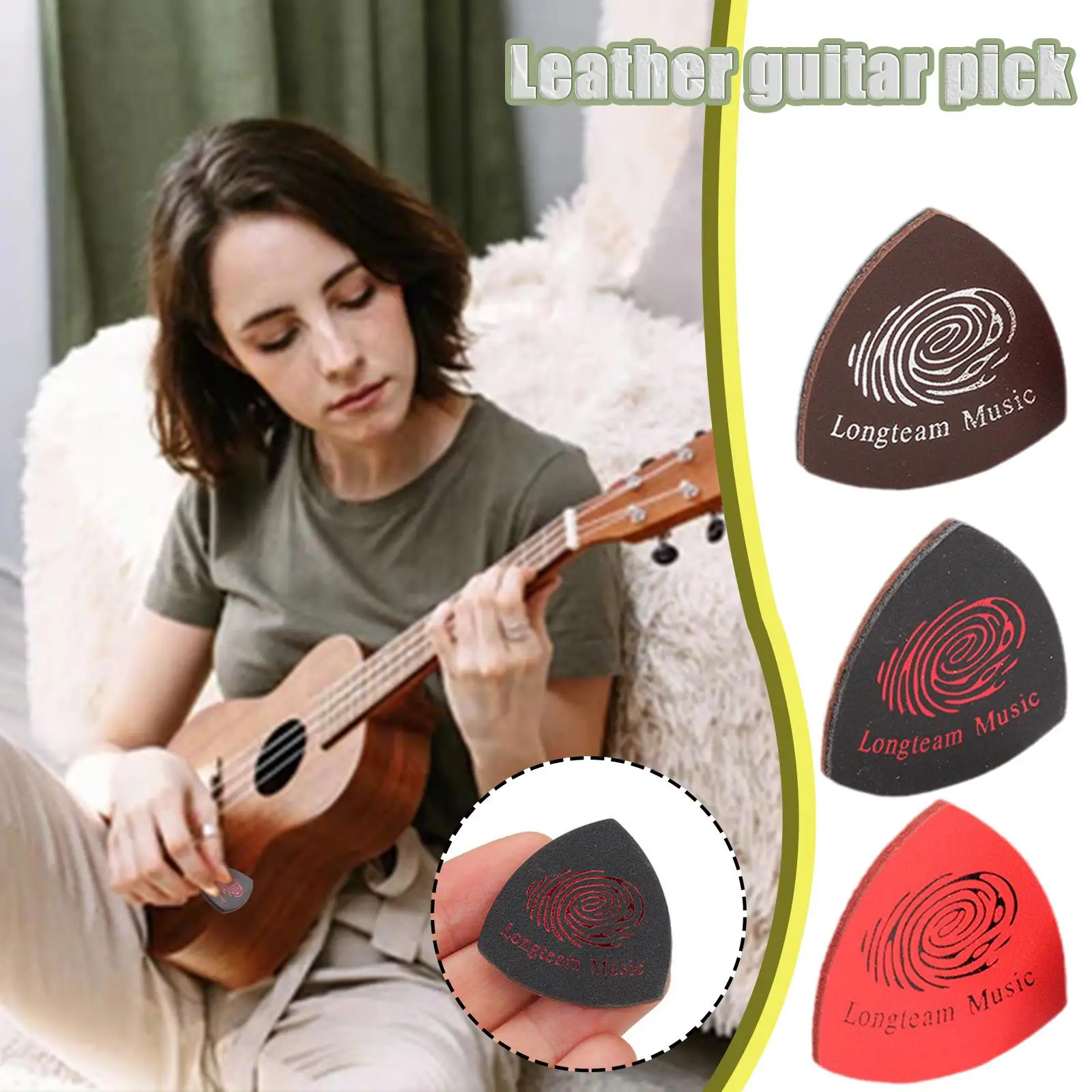 3.5cm Leather Guitar Pick Ukulele Bass Plectrum Colorful Pick Cowhide Mix Color J2A3