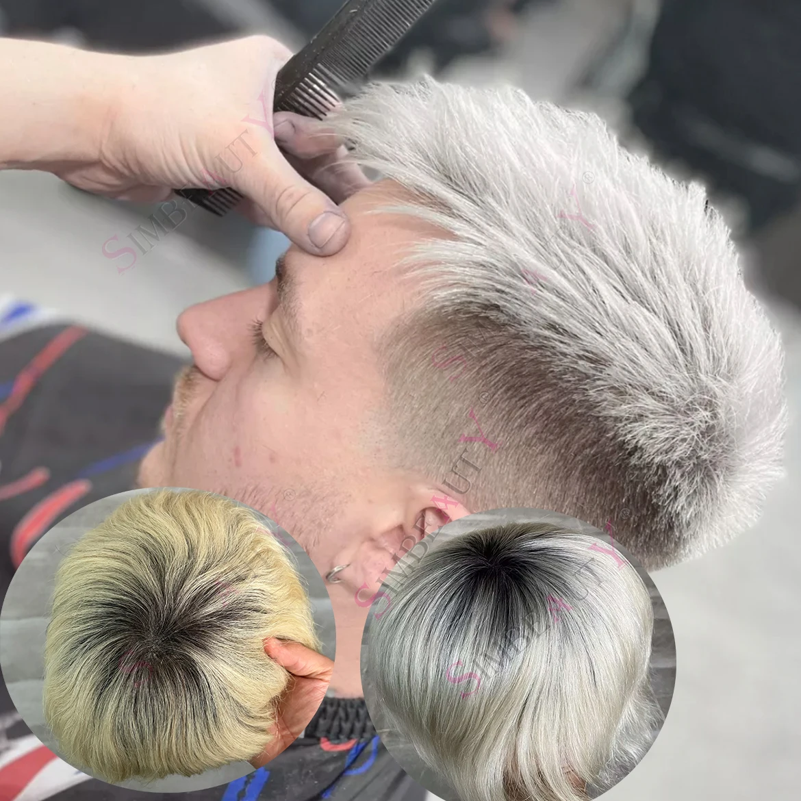 Human Hair  Men's Toupee European Grey Hair Pieces Fine HD Thin French Lace 550# Brown Hair Patch Full Lace Replacement Prosthe